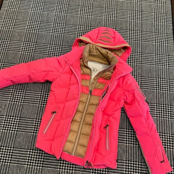 Bogner Vibrant Pink and Tan Ski Jacket - Picture 3 of 6